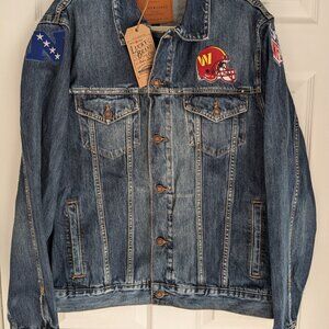 Lucky Brand Washington Commanders Redskins Denim Jacket Men's XL NWT Embroidered